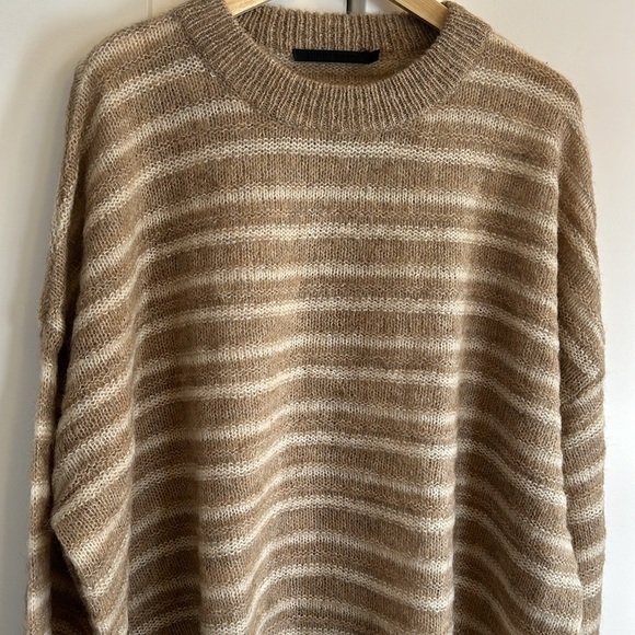 NEW Jenni Kayne Cocoon Crew Neck Sweater in Sand  Stripe Beige | size XL - Picture 8 of 10